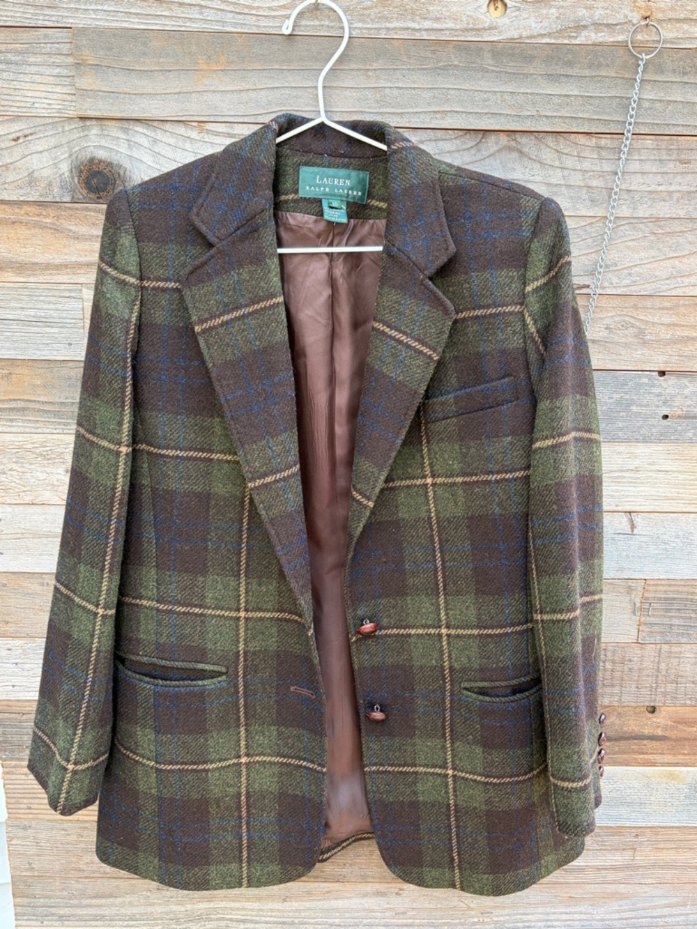 Lauren Ralph Lauren Green & Brown plaid Wool Blazer